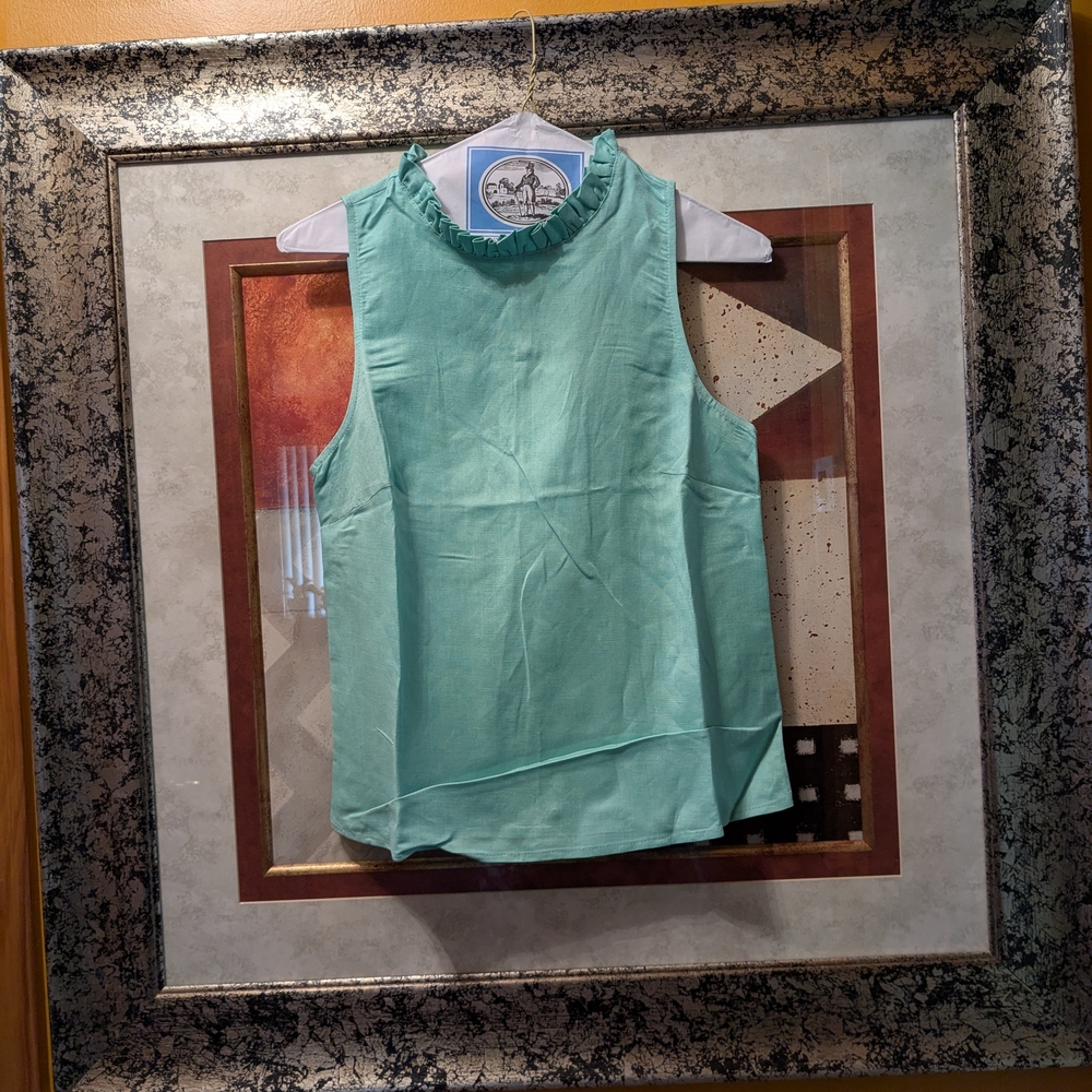 Mint Green Sleeveless Tank Top with High Collar